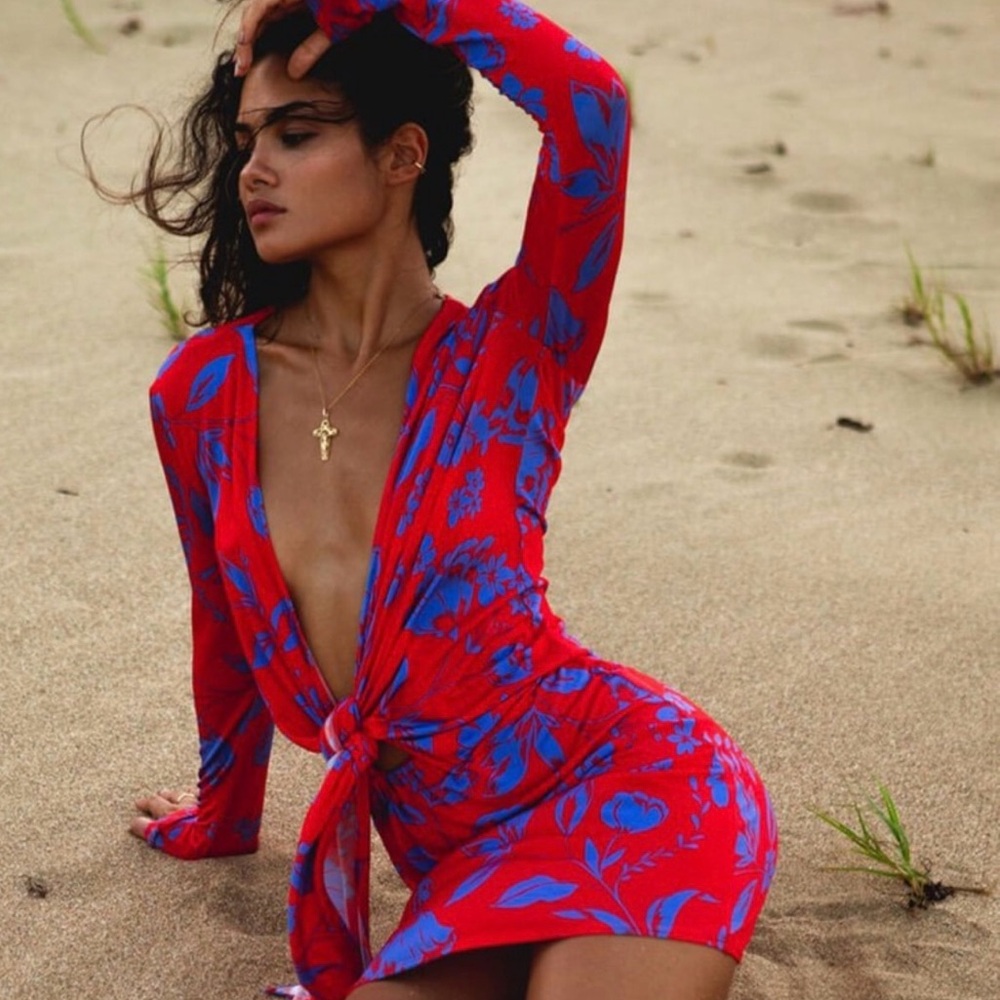 Rat & Boa Red and Blue Swim Coverup